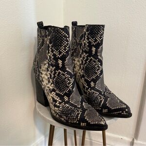 Marc Fisher Snakeskin Booties (Women’s 9.5)